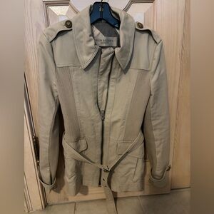 Burberry Brit cotton khaki lined jacket, size US 12, belted